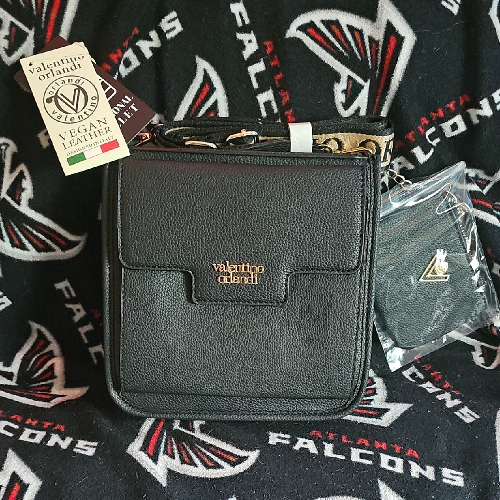 *Brand New* Valentino Orlandi Black Messenger Bag with Textured Leather